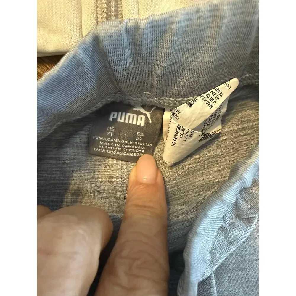 Puma Toddler Girls 2Pc Tracksuit Set Gray Pink Hoodie Leggings Activewear 2T - Picture 2 of 5